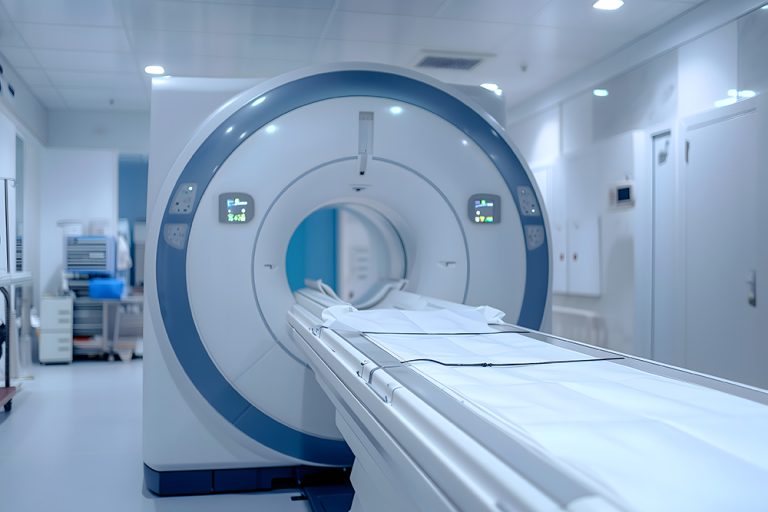 Advanced mri or ct scanner, medical diagnostic machine at hospital lab